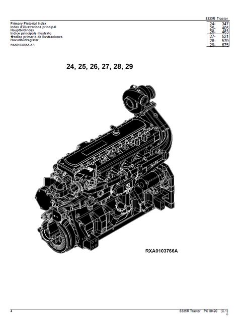John Deere 8335R Tractor Parts Book PC10490 – Parts Catalogue