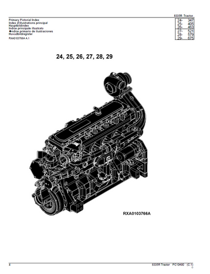John Deere 8335R Tractor Parts Book PC10490 – Parts Catalogue