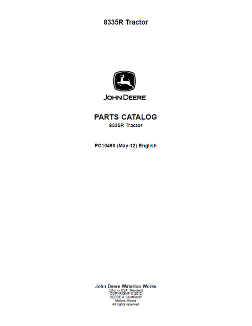 John Deere 8335R Tractor Parts Catalogue Manual PC10490