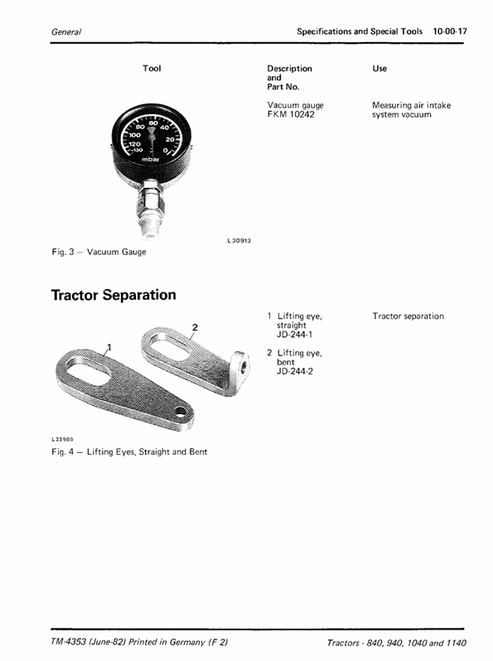 John Deere 840-1140 Series Tractor Technical Service Manual TM4353