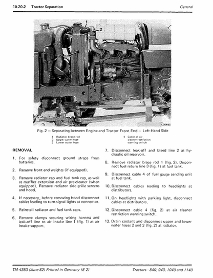 John Deere 840-1140 Tractor Technical Maintenance Manual TM4353