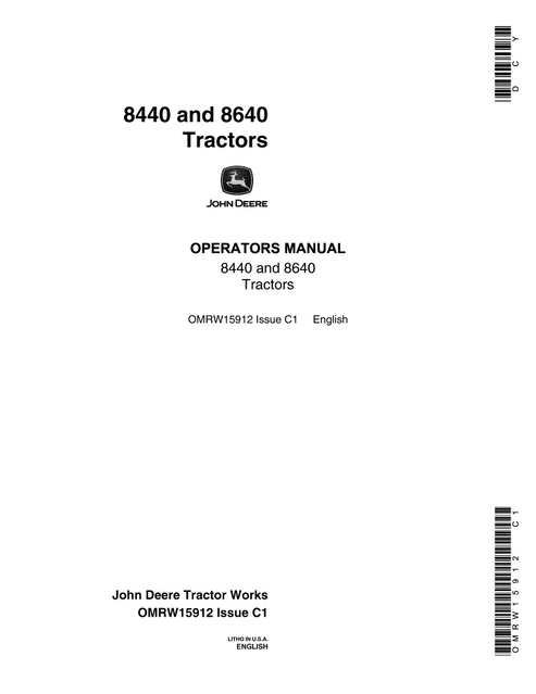 John Deere 8440 And 8640 Tractor Operator Manual OMRW15912