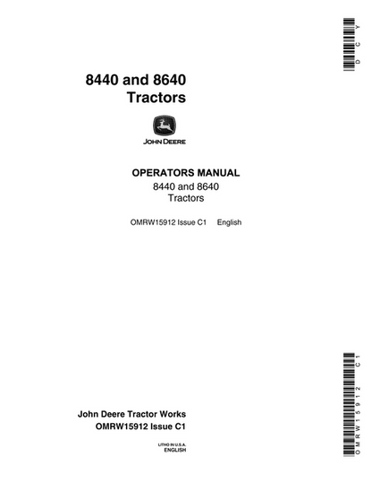 John Deere 8440 And 8640 Tractor Operator Manual OMRW15912