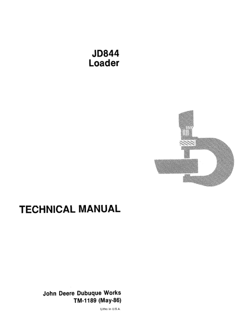 John Deere 844 & JD844 Wheel Loader Technical Manual TM1189