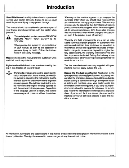 John Deere 8450 8650 Tractor Operation And Maintenance Manual