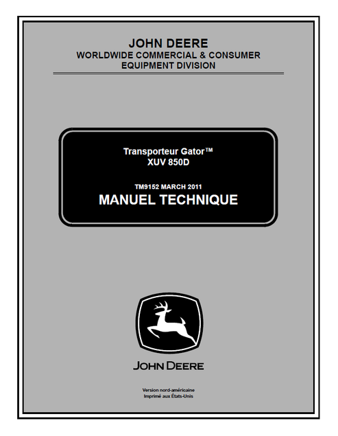 John Deere 850D Transporter Gator XUV Technical Manual TM9152