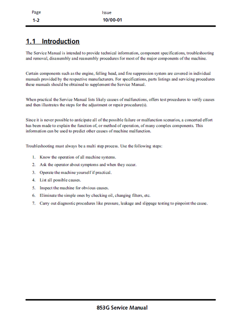 John Deere 853G Feller-Buncher Service Repair Manual PDF