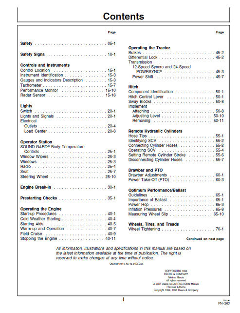 John Deere 8570, 8770, 8870 & 8970 Tractor Operating Manual
