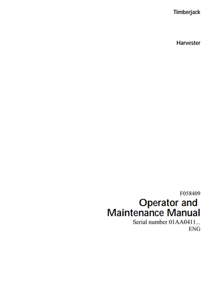 John Deere 870B Timberjack Harvester Operator & Maintenance Manual