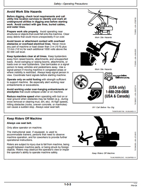 John Deere 870GLC Excavator Manual OMT489514X019