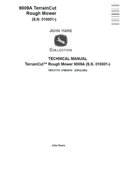 John Deere 9009A TERRAINCUT Rough Mower Technical Manual TM137719