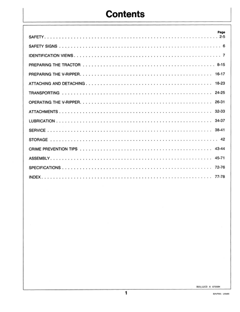 John Deere 910 V-Ripper Manual OMA50545 – Operation & Maintenance