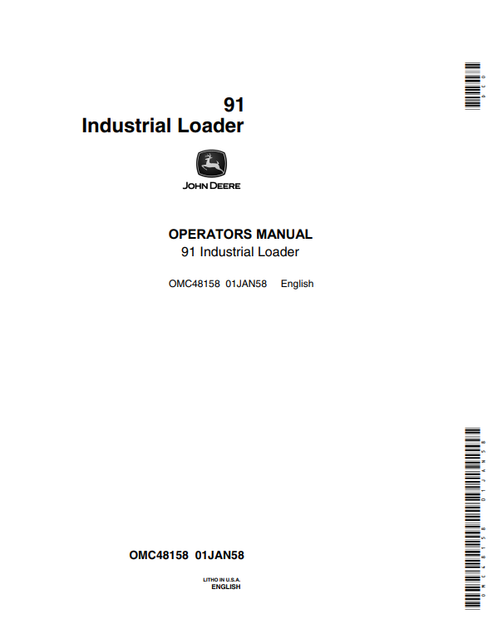 John Deere 91 Industrial Loader Operator & Maintenance Manual OMC48158