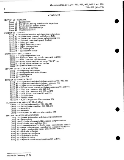 John Deere 925-975 Combine Workshop & Technical Manual TM4307