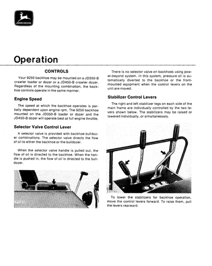 John Deere 9250 Backhoe JD350-B JD450-B Manual OMT40349 PDF