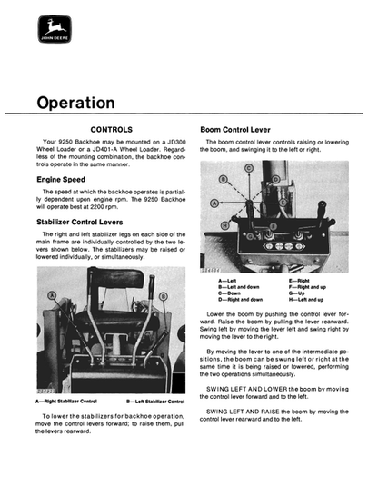 John Deere 9250 Backhoe Operator Manual PDF OMT39490