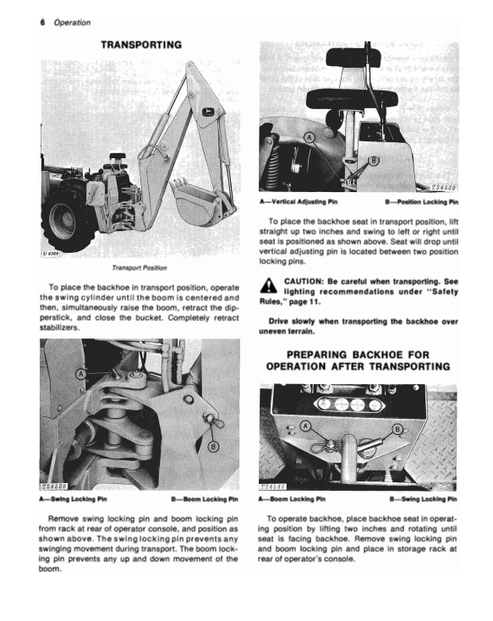 John Deere 9250 Backhoe Technical Operator Manual