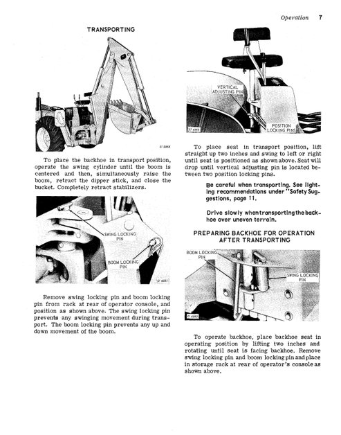 John Deere 92 Backhoe JD300 And JD400 Loader Technical Operator Manual