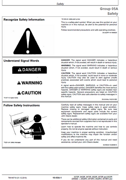 John Deere 9370R-9620RX Tractor Service Diagnostic Repair Manual PDF