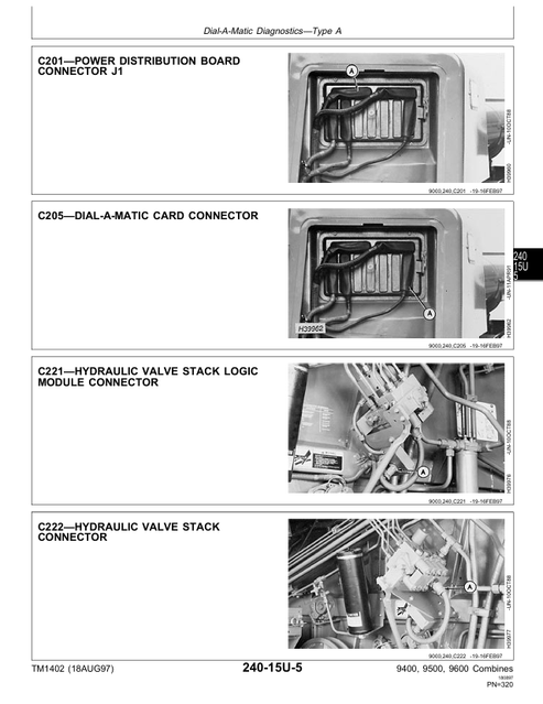 John Deere 9400 9500 9501 9600 Combine Diagnostic Manual TM1402
