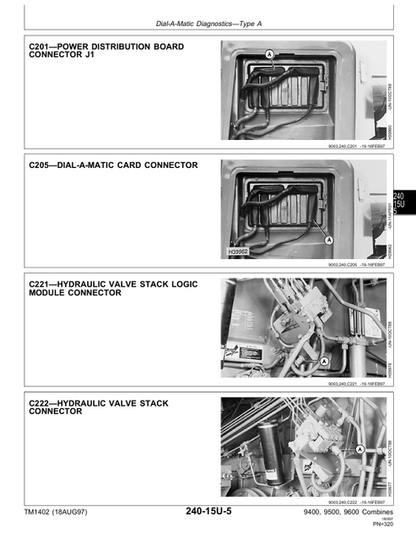 John Deere 9400 9500 9501 9600 Combine Diagnostic Manual TM1402