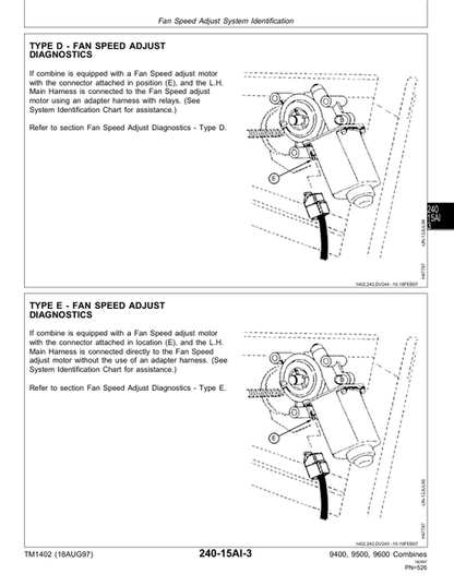 John Deere 9400 9500 9501 9600 Combine Test & Troubleshooting Manual