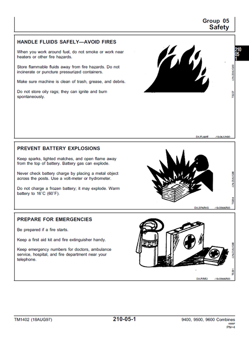 John Deere 9400, 9500 & 9600 Combine Diagnostic Service Manual PDF