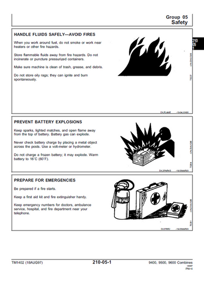 John Deere 9400, 9500 & 9600 Combine Diagnostic Service Manual PDF