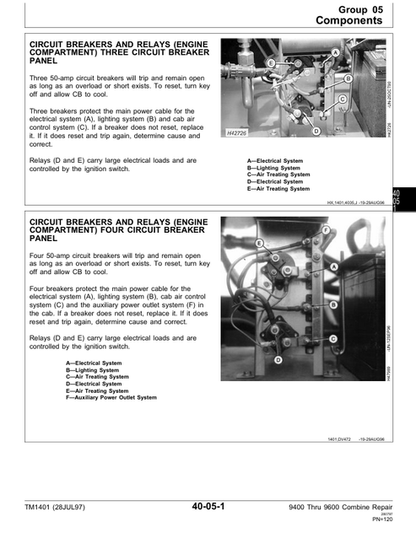 John Deere 9400 9500 9600 Combine Service & Repair Manual TM1401