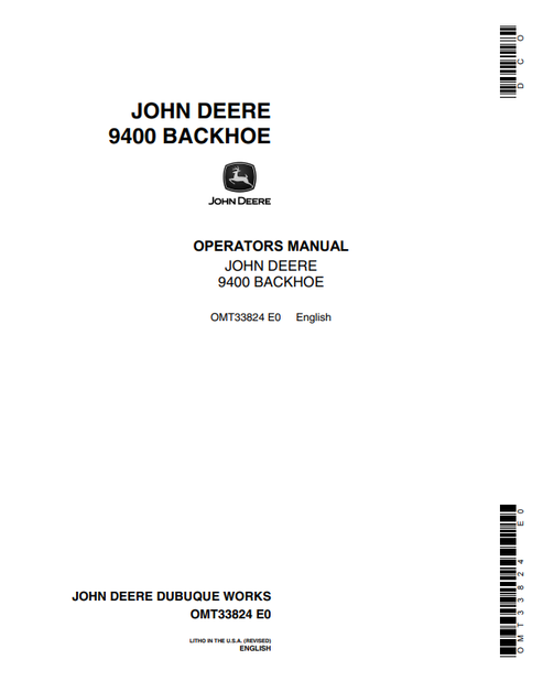 John Deere 9400 Backhoe Manual OMT33824

