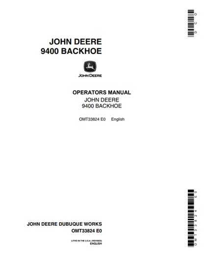John Deere 9400 Backhoe Manual OMT33824
