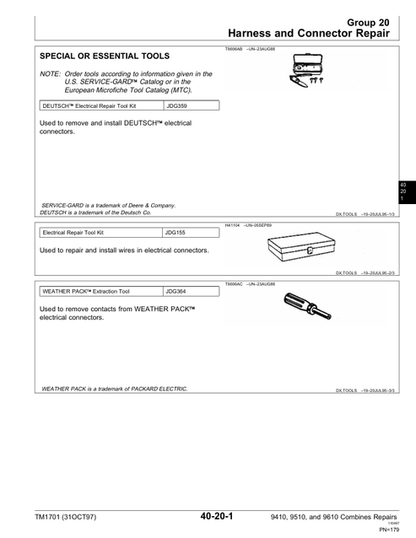 John Deere 9410 9510 9610 Combine Maintenance & Troubleshooting Manual