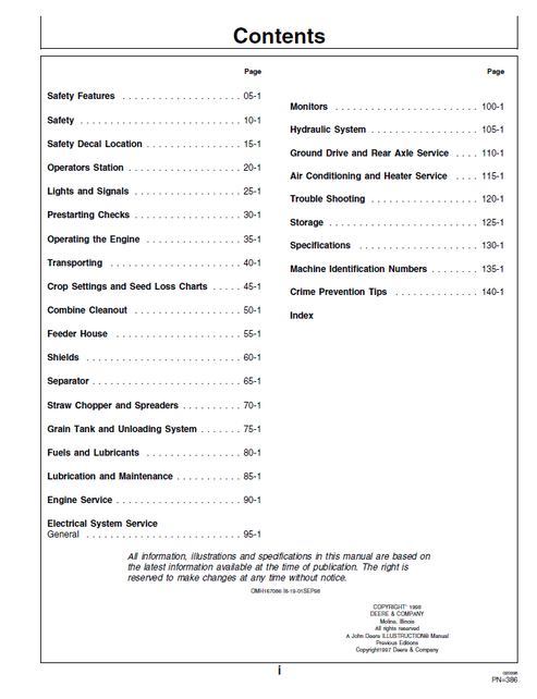 John Deere 9410 9510 9610 Combine Operator Guide PDF OMH167086