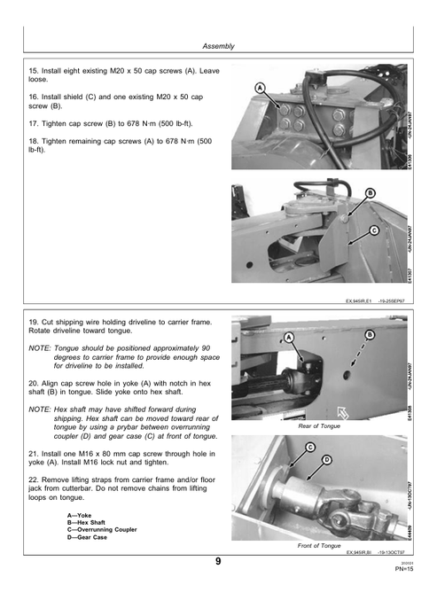 John Deere 945 & 955 Mower Conditioner Inspection & Setup Manual
