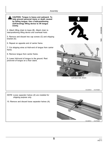 John Deere 945 Mower Conditioner Inspection & Setup Manual PDIE91032
