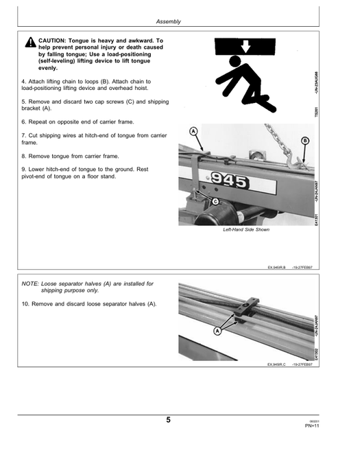 John Deere 945 Mower Conditioner Inspection & Setup Manual PDIE91038