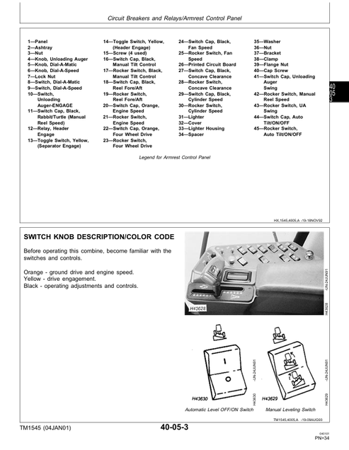 John Deere 9500 Sidehill Combine Diagnostic Operation & Repair Manual