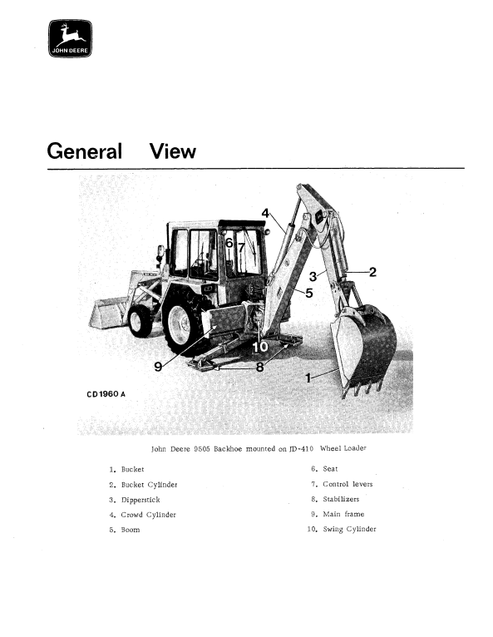 John Deere 9505 Backhoe Operation & Maintenance Manual
