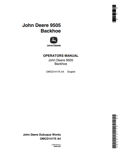John Deere 9505 Backhoe Operator Manual OMCD14175 PDF
