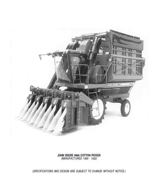 John Deere 960 Cotton Picker Parts Catalog Manual PC2260 PDF
