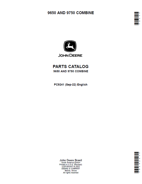 John Deere 9650 9750 Combine Parts Catalogue PC9241 PDF