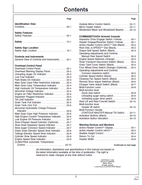 John Deere 9660 WTS Combine Operator Guide OMZ102275 PDF