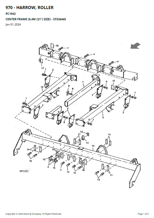 John Deere 970 Harrow Roller Parts Manual PC1942 PDF