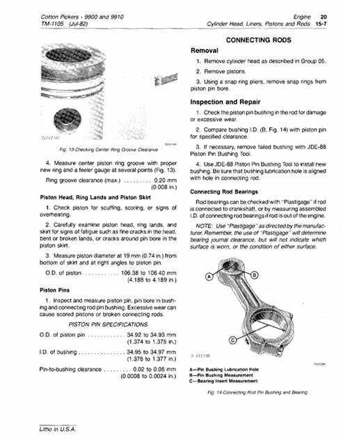 John Deere 9900 9910 Cotton Picker Maintenance Manual PDF TM1105