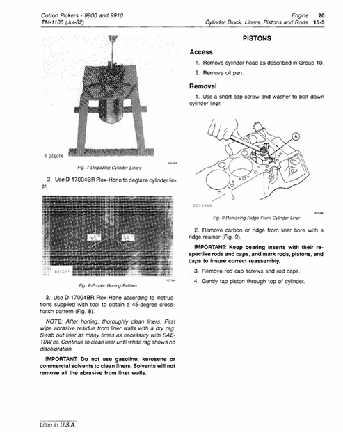 John Deere 9900 & 9910 Cotton Picker Service & Repair Manual TM1105