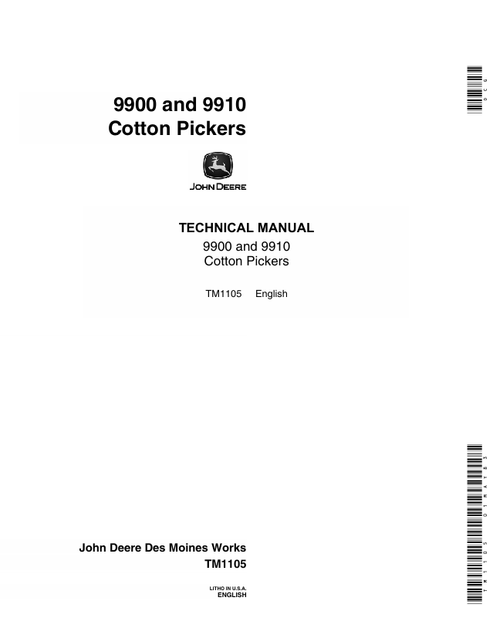 John Deere 9900 9910 Cotton Picker Technical Manual TM1105