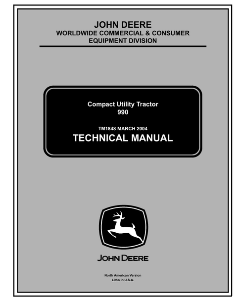 John Deere 990 Compact Utility Tractor Technical Manual TM1848