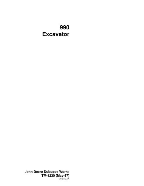 John Deere 990 Excavator Technical Service Manual TM1230