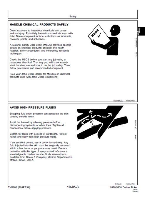 John Deere 9920 9930 Cotton Picker Repair & Maintenance Manual TM1283