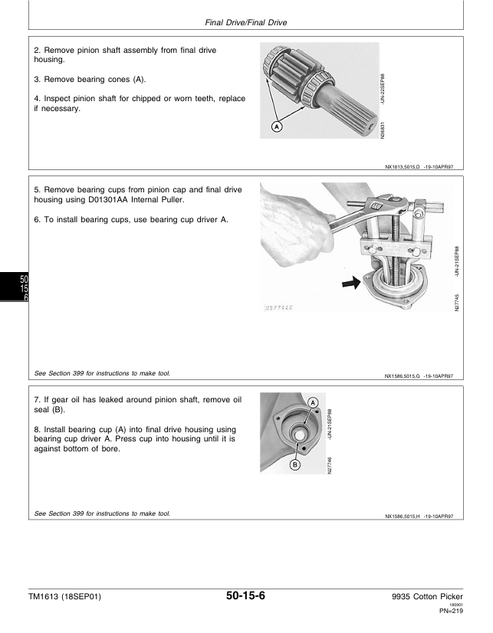 John Deere 9935 Cotton Picker Technical Service Manual PDF